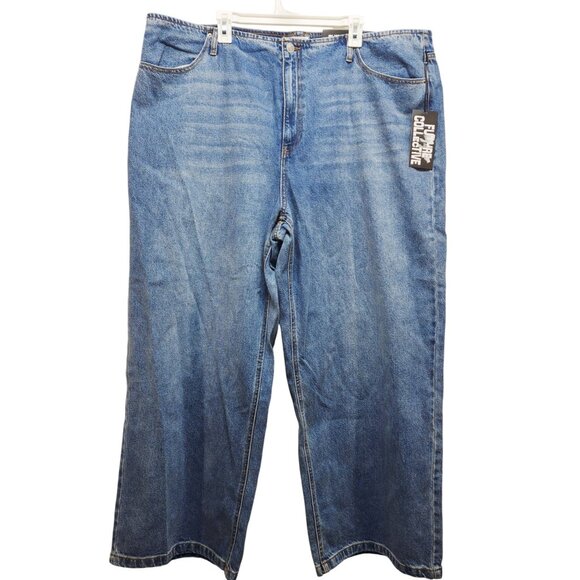 Wide Leg Mid Rise Blue Denim Jeans Size 22 Future Collective Womens Casual - Picture 1 of 10